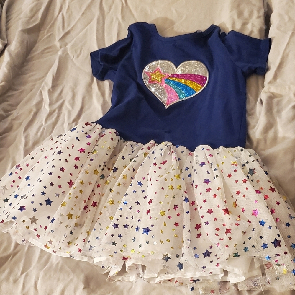 Blue Dress with Starry Tulle Skirt